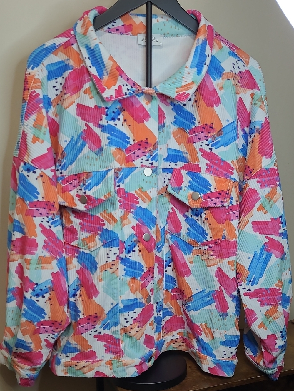 Emily Wonder Colorful Brushstroke Corduroy Jacket size 2X